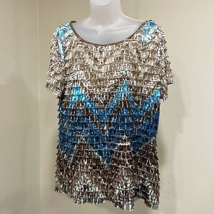 NWOT New Directions layered chevron striped blouse.  Size XL extra large 14/16